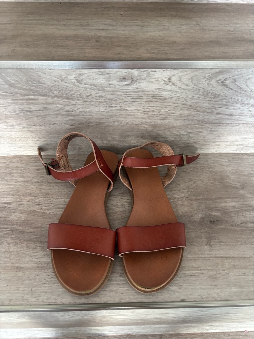 Classic Women's Brown Faux Leather Ankle-Strap Sandals